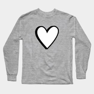 Black and White Love Hearts Cartoon Style on Grey Long Sleeve T-Shirt